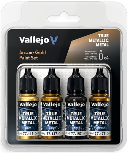 Vallejo: 77.268 - True Metallic Metal - Arcane Gold Paint Set (4)